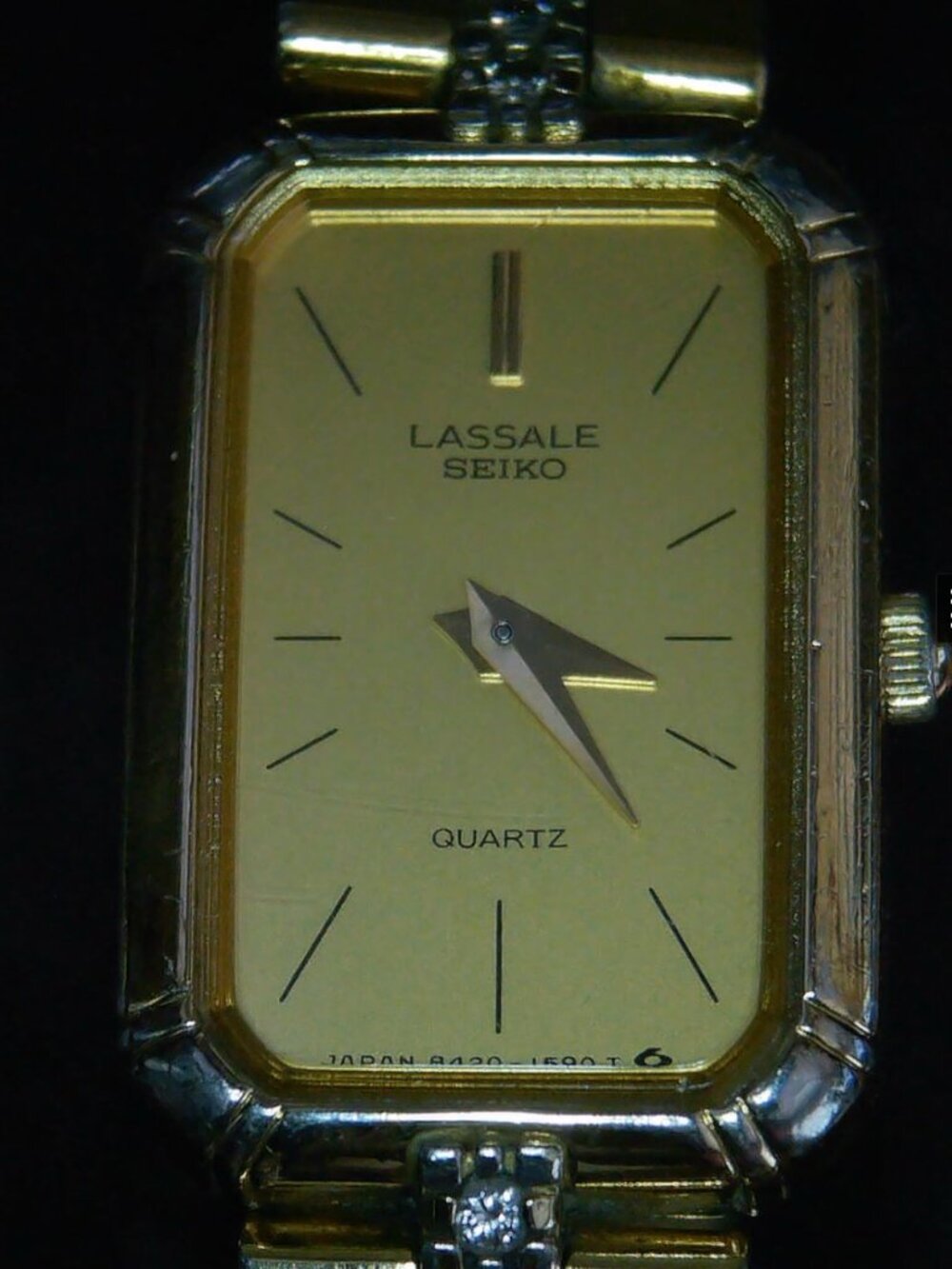 Seiko LaSalle Gold-Tone Rectangular Ladies Tank Watch with Crystal Accents - Picture 6 of 8